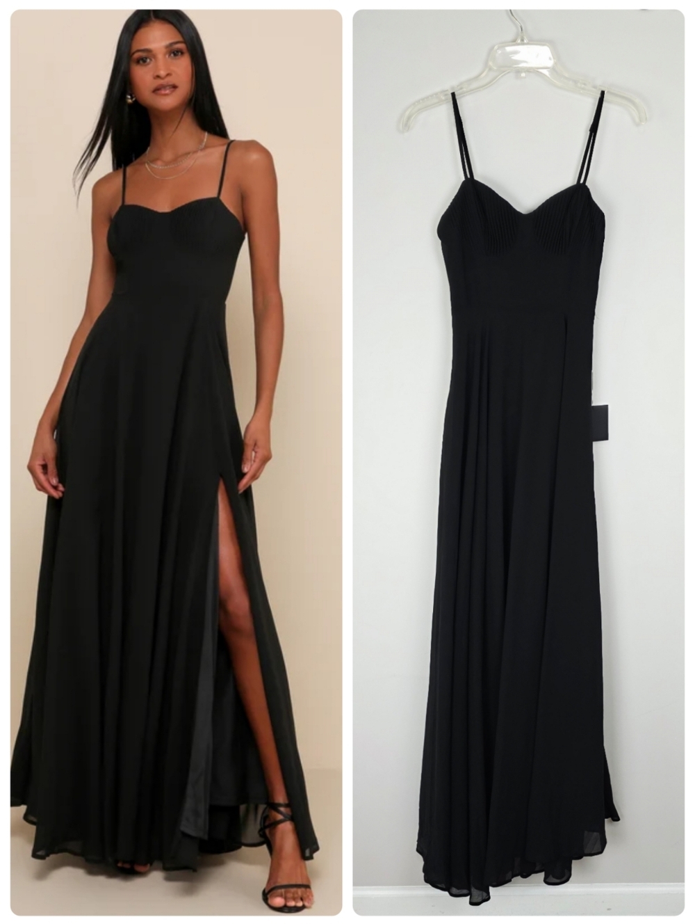Lulu's Cause for Commotion Black Pleated Bustier Maxi Dress Size XXS NWT